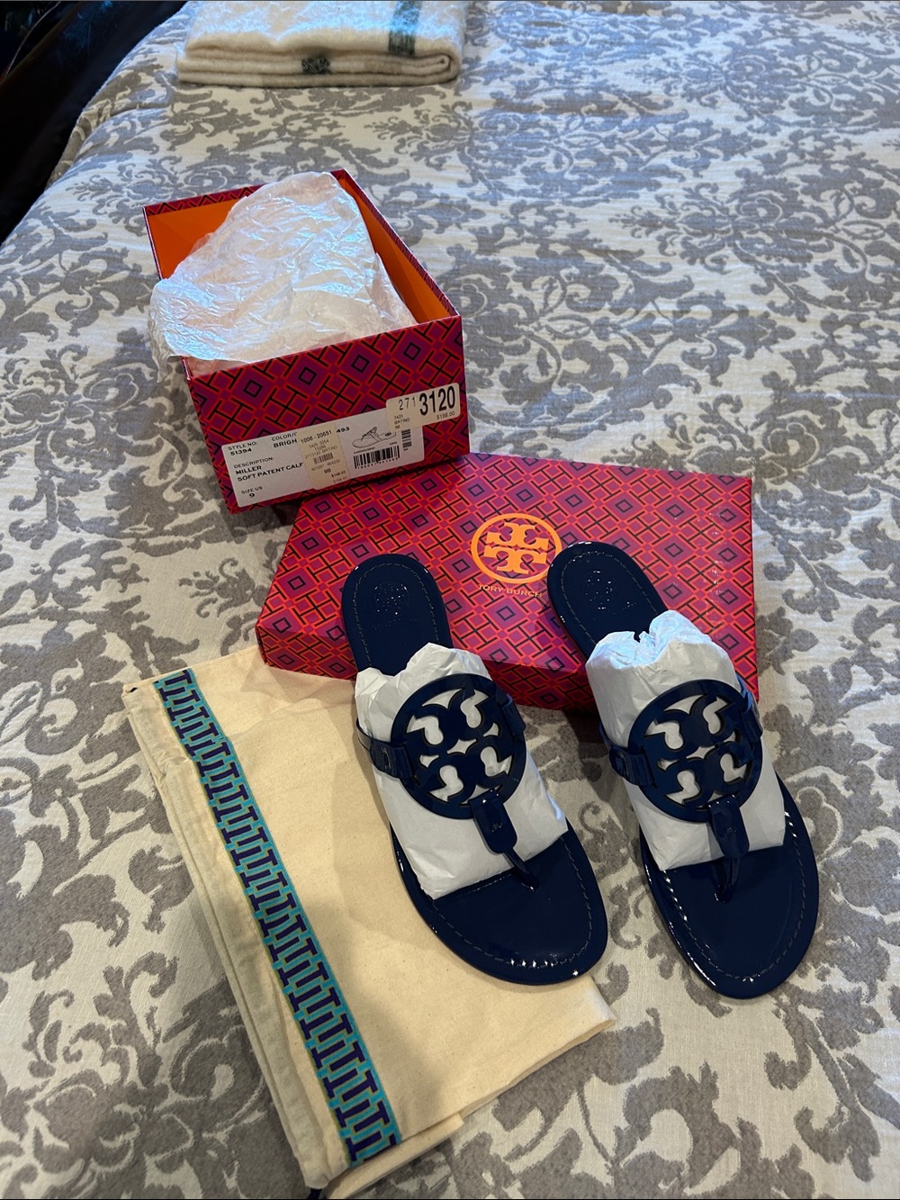 Tory Burch Miller Sandals in Blue US 9 NWT